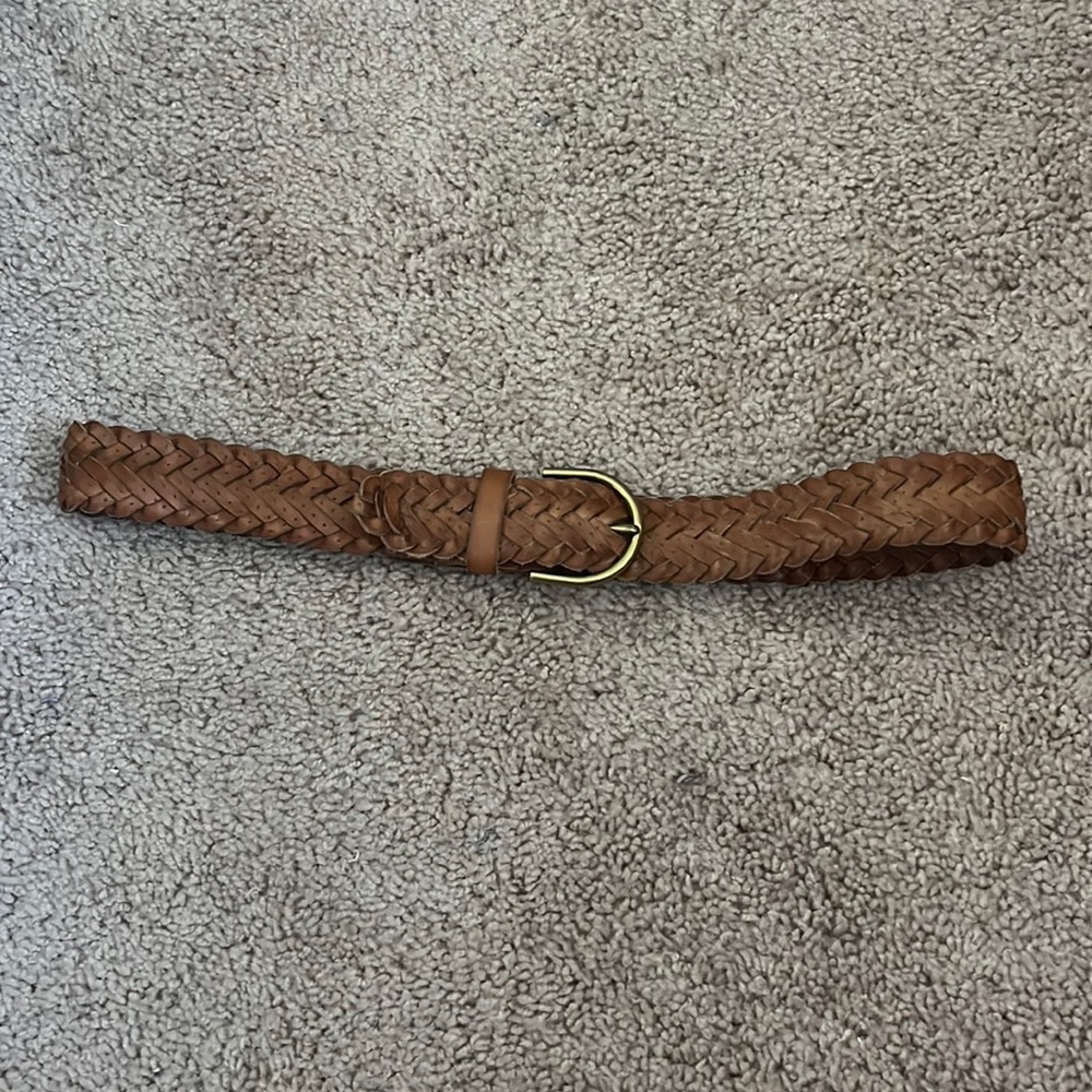 Cognac braided pleather belt